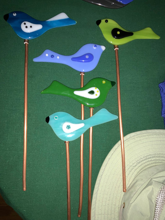 Glass Bird Garden Stake